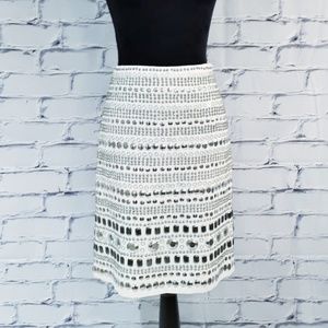 Per Se White Beaded Silver Studded Straight Skirt